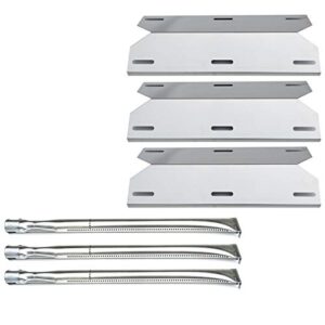direct store parts kit dg105 replacement for charmglow home depot 3 burner 720-0230; 720-0036-hd-05 gas grill burners & heat plates (stainless steel burner + stainless steel heat plate)