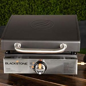 Blackstone 1814 Stainless Steel Propane Gas Portable & 12,000 BTUs, 17 Inch, Black & Universal Griddle Stand with Adjustable Leg and Side Shelf - Made to fit 17-or 22-Propane Table Top Griddle (Black)