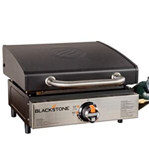 Blackstone 1814 Stainless Steel Propane Gas Portable & 12,000 BTUs, 17 Inch, Black & Universal Griddle Stand with Adjustable Leg and Side Shelf - Made to fit 17-or 22-Propane Table Top Griddle (Black)