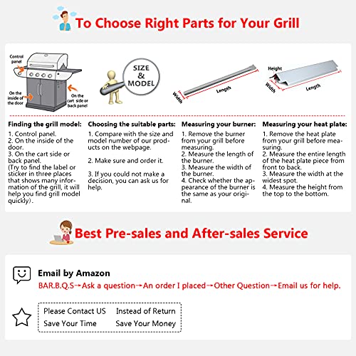 Hisencn Repair Kit Replacement for Kitchen Aid 720-0819 720-0787D 720-0819G 720-0953 720-0953A 730-0953 Gas Grill Model, Stainless Steel 16.5 inch Grill Burners Tube, Heat Plate Tent Shield Deflector