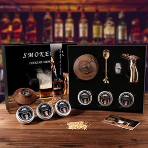 cocktail smoker kit with torch – 6 flavors wood chips for whiskey & bourbon, whiskey smoker infuser kit, old fashioned drink smoker kit, bourbon whiskey gifts for men, dad, husband (no butane)