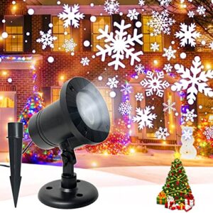 christmas lights snowflake projector outdoor – led indoor rotating white snow snowfall night light projector waterproof for wedding party home decoration lighting xmas gift new year holiday