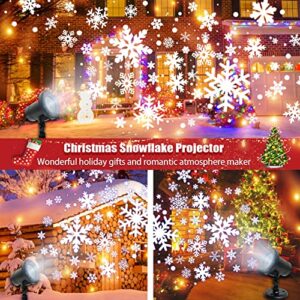 Christmas Lights Snowflake Projector Outdoor - LED Indoor Rotating White Snow Snowfall Night Light Projector Waterproof for Wedding Party Home Decoration Lighting Xmas Gift New Year Holiday