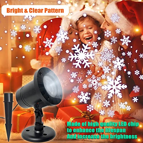 Christmas Lights Snowflake Projector Outdoor - LED Indoor Rotating White Snow Snowfall Night Light Projector Waterproof for Wedding Party Home Decoration Lighting Xmas Gift New Year Holiday