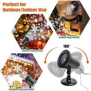 Christmas Lights Snowflake Projector Outdoor - LED Indoor Rotating White Snow Snowfall Night Light Projector Waterproof for Wedding Party Home Decoration Lighting Xmas Gift New Year Holiday