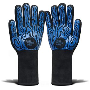 extreme heat resistant bbq grill gloves, oven mitts, protection up to 1472°f, aramid fiber, non-slip silicone.