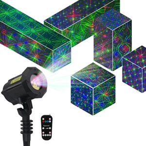 lunmore garden moving laser christmas lights 12 patterns, rgb decorative lighting laser projector, christmas decorative lights for indoor outdoor garden patio wall
