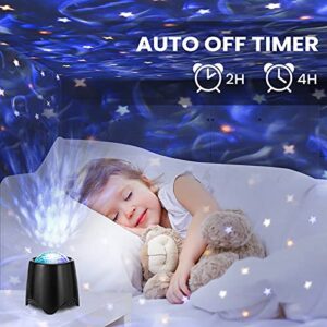 Star Projector Night Light Galaxy Projector Ocean Wave Nebula Starry Projector with Remote Control White Noise Light Projector Skylight with Timing for Baby Kids Adults(Black)