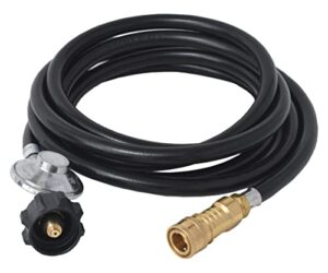 flame king fk-htr-qc12ft propane gas 3/8″ quick connect hose adapter 20lb tank regulator kit for buddy mr heaters, 12.5 ft, black