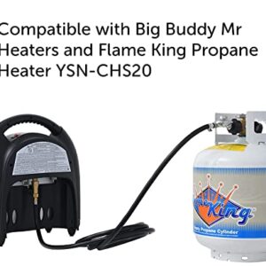 Flame King FK-HTR-QC12FT Propane Gas 3/8" Quick Connect Hose Adapter 20LB Tank Regulator Kit for Buddy Mr Heaters, 12.5 Ft, Black