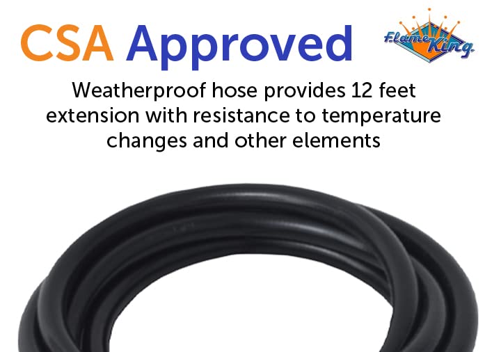 Flame King FK-HTR-QC12FT Propane Gas 3/8" Quick Connect Hose Adapter 20LB Tank Regulator Kit for Buddy Mr Heaters, 12.5 Ft, Black