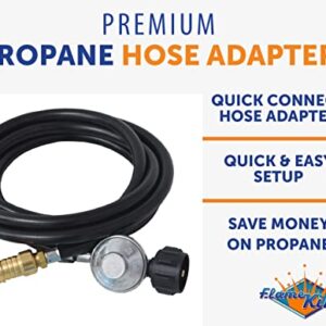 Flame King FK-HTR-QC12FT Propane Gas 3/8" Quick Connect Hose Adapter 20LB Tank Regulator Kit for Buddy Mr Heaters, 12.5 Ft, Black
