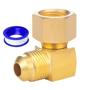 breezliy 1pc 90° elbow connector replacement for olympian low pressure gas fired heaters brass 3/8″ female swivel flare x 3/8″ male flare