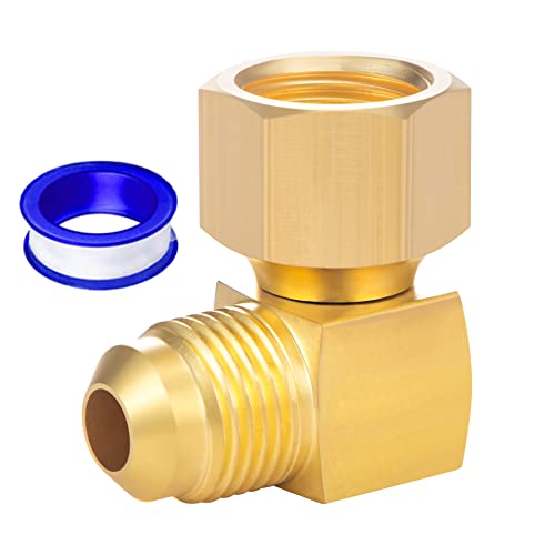 Breezliy 1PC 90° Elbow Connector Replacement for Olympian Low Pressure Gas Fired Heaters Brass 3/8" Female Swivel Flare x 3/8" Male Flare