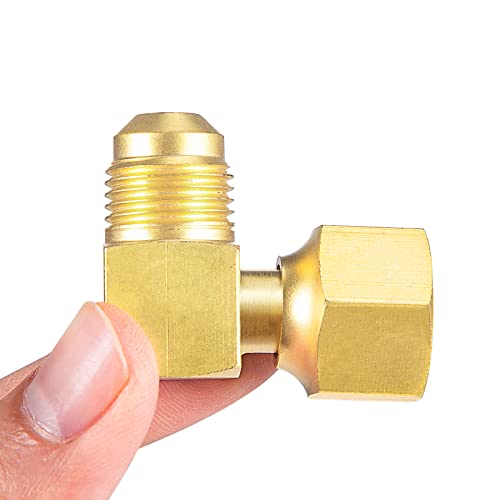 Breezliy 1PC 90° Elbow Connector Replacement for Olympian Low Pressure Gas Fired Heaters Brass 3/8" Female Swivel Flare x 3/8" Male Flare