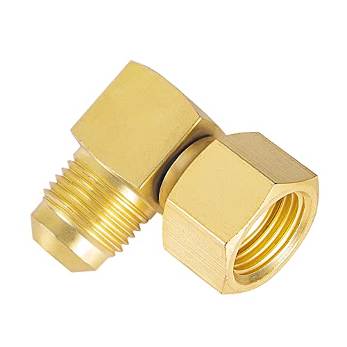 Breezliy 1PC 90° Elbow Connector Replacement for Olympian Low Pressure Gas Fired Heaters Brass 3/8" Female Swivel Flare x 3/8" Male Flare