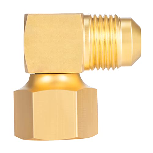 Breezliy 1PC 90° Elbow Connector Replacement for Olympian Low Pressure Gas Fired Heaters Brass 3/8" Female Swivel Flare x 3/8" Male Flare