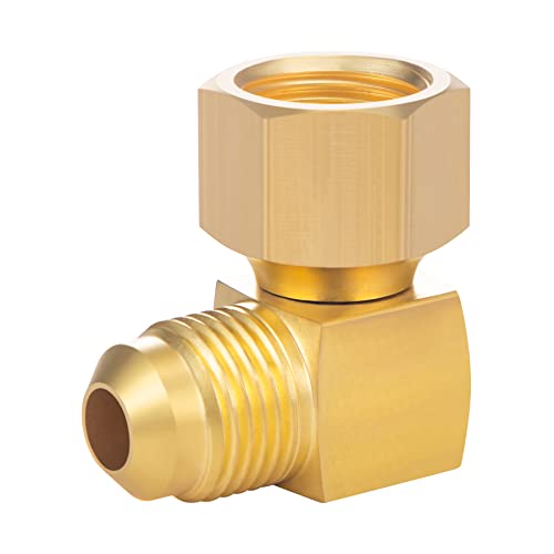 Breezliy 1PC 90° Elbow Connector Replacement for Olympian Low Pressure Gas Fired Heaters Brass 3/8" Female Swivel Flare x 3/8" Male Flare