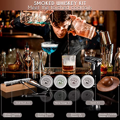 The Whiskey Underground Whiskey Smoker Kit - Cocktail Smoking Kit With Smoking Top, Butane Torch, Tongs, Whiskey Stones - Apple, Cherry, Oak, Walnut Wood Chips - Premium Wooden Box - 11.88x9.96x2.75 Great Gift Set For Husband, Father, Groomsmen. Perfect f