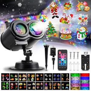 christmas projector lights outdoor waterproof: snowflake holiday projector light with remote control – 26 hd effects (3d ocean wave&patterns) projector light for xmas holiday party garden decorations