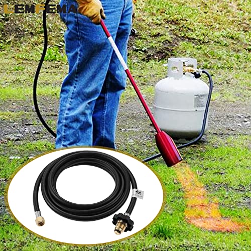 Lemfema 350PSI Soft Nose P.O.L Valve with 12FT Propane Torch Weed Burner Hose for Connection of Propane Tank to Propane Weed Burner Torch Head Burner