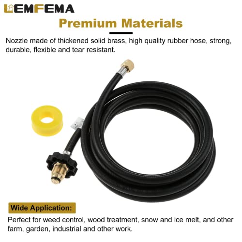 Lemfema 350PSI Soft Nose P.O.L Valve with 12FT Propane Torch Weed Burner Hose for Connection of Propane Tank to Propane Weed Burner Torch Head Burner