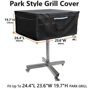 Water-Resistant 23 Inch Park Style Grill Cover Rectangular Table Top BBQ Grill Cover - Heavy Duty 600D Oxford Fabric