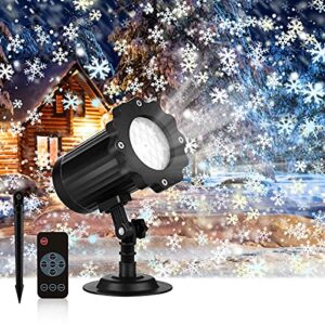 Christmas Projector Lights Outdoor, LED Christmas Snowflake Projector Lights Waterproof Snowflake Lights, Christmas Holiday Lights for Halloween Christmas New Year Party Decoration (Black)