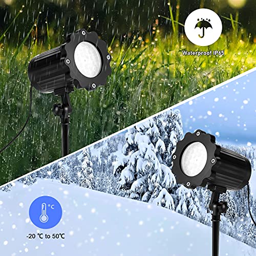 Christmas Projector Lights Outdoor, LED Christmas Snowflake Projector Lights Waterproof Snowflake Lights, Christmas Holiday Lights for Halloween Christmas New Year Party Decoration (Black)