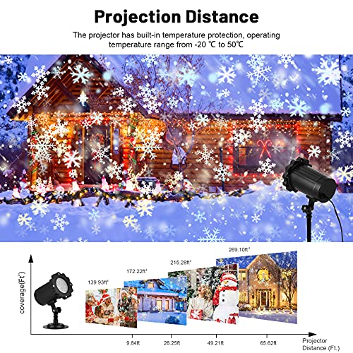 Christmas Projector Lights Outdoor, LED Christmas Snowflake Projector Lights Waterproof Snowflake Lights, Christmas Holiday Lights for Halloween Christmas New Year Party Decoration (Black)