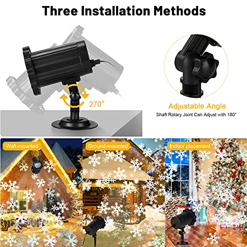 Christmas Projector Lights Outdoor, LED Christmas Snowflake Projector Lights Waterproof Snowflake Lights, Christmas Holiday Lights for Halloween Christmas New Year Party Decoration (Black)