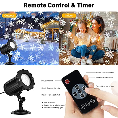 Christmas Projector Lights Outdoor, LED Christmas Snowflake Projector Lights Waterproof Snowflake Lights, Christmas Holiday Lights for Halloween Christmas New Year Party Decoration (Black)