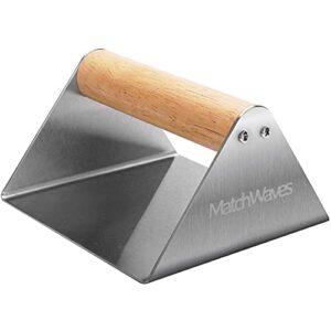 matchwaves burger smasher, stainless steel burger press for griddle, non-stick grill press – no rust & easy to maintain