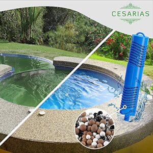 CESARIAS Spa Mineral Filter Sticks Cartridge for Hot Tub, Pool Testing Strips 6 in1, Kit of 3, Water Quality Test Strip 50pcs, Last for 4 Months