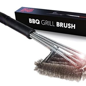 Jolly Green Products 4-in-1 Grill Brush and Scraper, Steel Bristles, Grill Cleaner with 18-Inch Handle, Will Not Scratch or Damage Grate, Perfect BBQ Grilling Gifts for Men