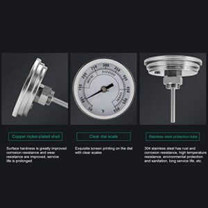 Dial Thermometer, 3in Adjustable NPT Thread 1/2in Pointer Thermometer for Barbecue Grill Oven 50-550