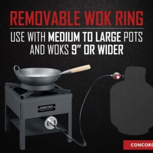 Concord Professional Single Banjo Wok Burner with Stand. Up to 270,000 BTU. Great for Home Brewing, Wok Stir Fry, Turkey, Etc. (16")