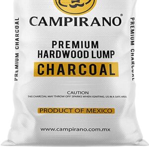 Campirano Premium All Natural Hardwood Bulk Black Lump Charcoal, Burns Longer and Hotter, Perfect for Smokers or Ceramic Grills, 40 Pound Bag