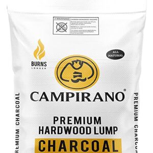 Campirano Premium All Natural Hardwood Bulk Black Lump Charcoal, Burns Longer and Hotter, Perfect for Smokers or Ceramic Grills, 40 Pound Bag