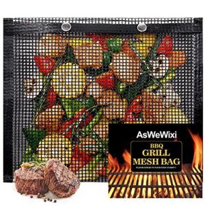 1 pack bbq mesh grill bags for outdoor grill, non-stick barbecue bags reusable for charcoal gas electric grills smokers bbq veggie grill bags for cooking vegetables grilling bag pouches heat-resistant
