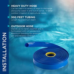 Alpine Corporation 300 Ft. PVC Lay-Flat Water Discharge Hose with 2" Inside Diameter, Blue