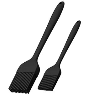 kitskap silicone basting brush 2 pcs pastry brush for oil, bbq, grill barbecue sauce baking brushes (black)