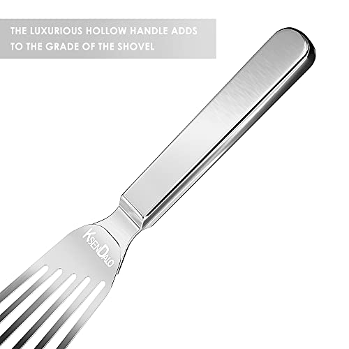 KSENDALO 11.8inch Fish Spatula Stainless Steel Elegant Flexible Sturdy Thin Blade Slotted Spatula for Cooking Slotted Engled Flexible Flipper Egg Spatula (Silver)