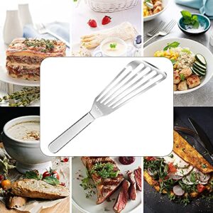 KSENDALO 11.8inch Fish Spatula Stainless Steel Elegant Flexible Sturdy Thin Blade Slotted Spatula for Cooking Slotted Engled Flexible Flipper Egg Spatula (Silver)