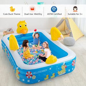 Costzon Inflatable Swimming Pool, Large Family Blow up Kiddie Pool, Full-Sized Thickened Above Ground Pool w/Adjustable Height, Air Pump, Outdoor Backyard Water Party for Age 3+