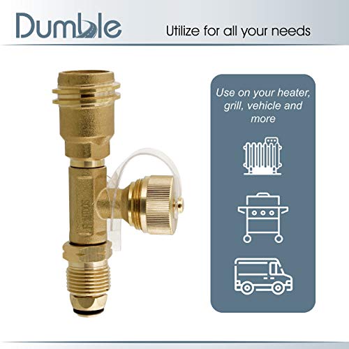 Dumble Propane Brass Tee with 4 Port Adapter for RV - RV Propane Tank Tee Manifold Connection, 4 Port Propane T, 1pc