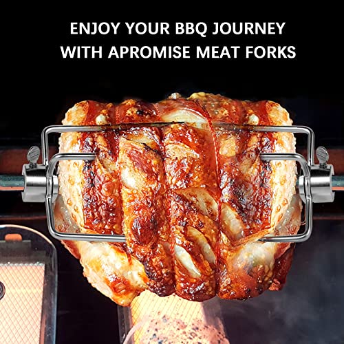 Apromise Stainless Steel Rotisserie Forks - Heavy Duty Grill Rotisserie Meat Forks (2 Pieces) | Fits 1/2-Inch and 3/8-Inch Hexagon & 3/8-Inch and 5/16-Inch Square Rotisserie Spit Rods