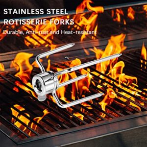 Apromise Stainless Steel Rotisserie Forks - Heavy Duty Grill Rotisserie Meat Forks (2 Pieces) | Fits 1/2-Inch and 3/8-Inch Hexagon & 3/8-Inch and 5/16-Inch Square Rotisserie Spit Rods