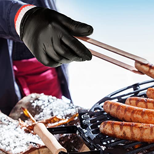 200 Pcs Disposable BBQ Gloves with 4 Pairs Cotton Liners Grilling Gloves Kit BBQ Cooking Gloves Washable Cotton Liners for Outdoor Cooking Grilling Smokers and Barbecue (Black, White, X-Large)