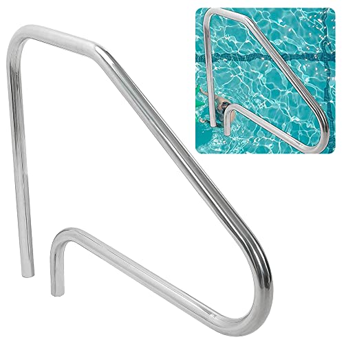 HECASA Pool Handrail Grab Rail Railing 37" Tall Swimming Pool Hand Rail Inground Pool Stair Rail Safety Rail Entry Rail Handle Pool Grab Ladder 304 Stainless Steel